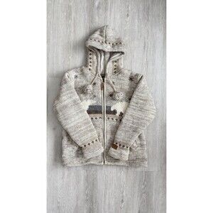 Kyber Sweater Jacket Outerwear 100% WOOL Polar Bear Fleece Lined Hooded Size Med